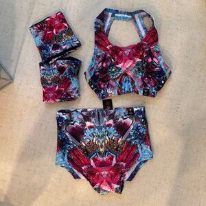 POLE ADDICT Pole Fitness Wear 4 Piece set X-Small GORGEOUS crystal print